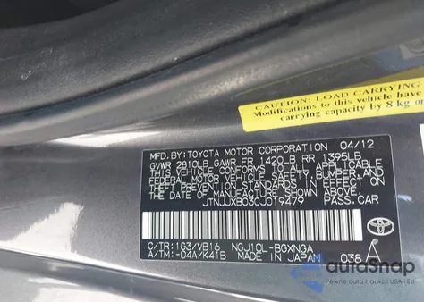 2012 Scion Iq z USA, uszkodzony, nr VIN JTNJJXB03CJ019479